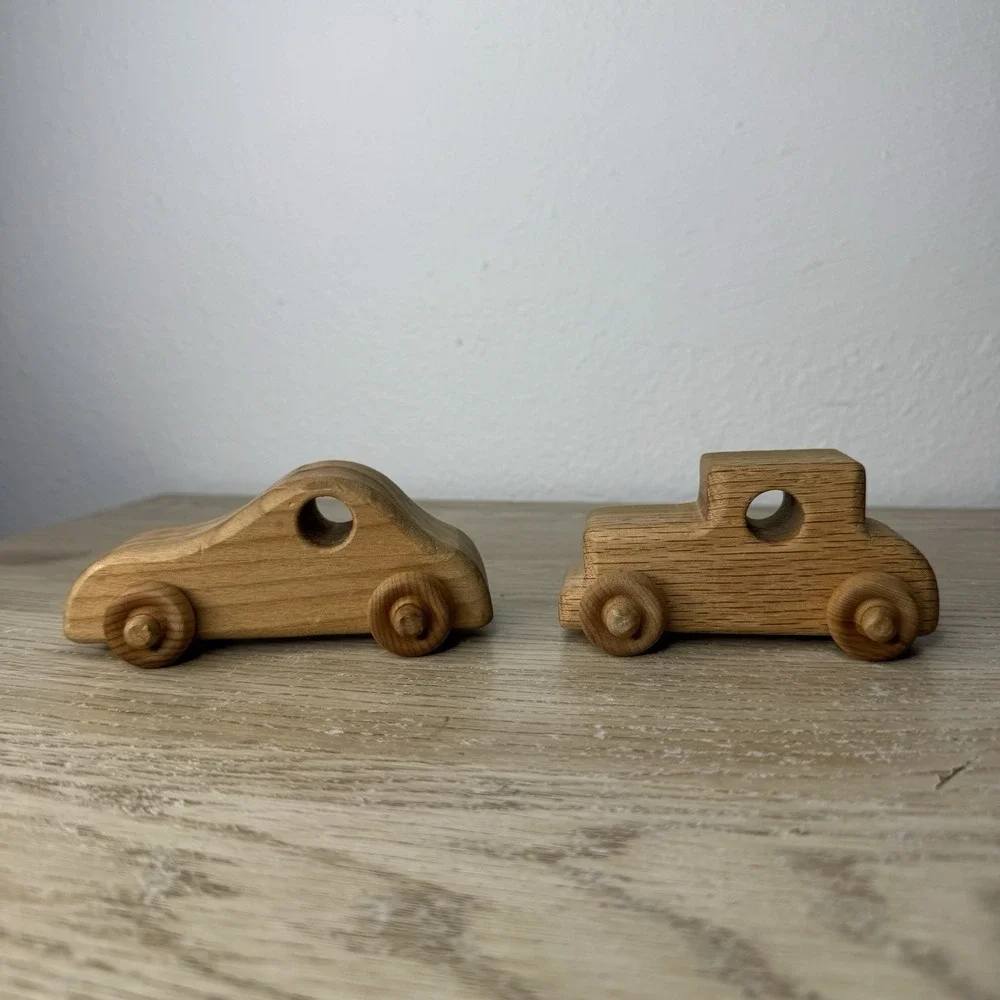 Handmade Carved Wood Cars Set of‎ 2 Race Car / Model T - Toysforblessings
